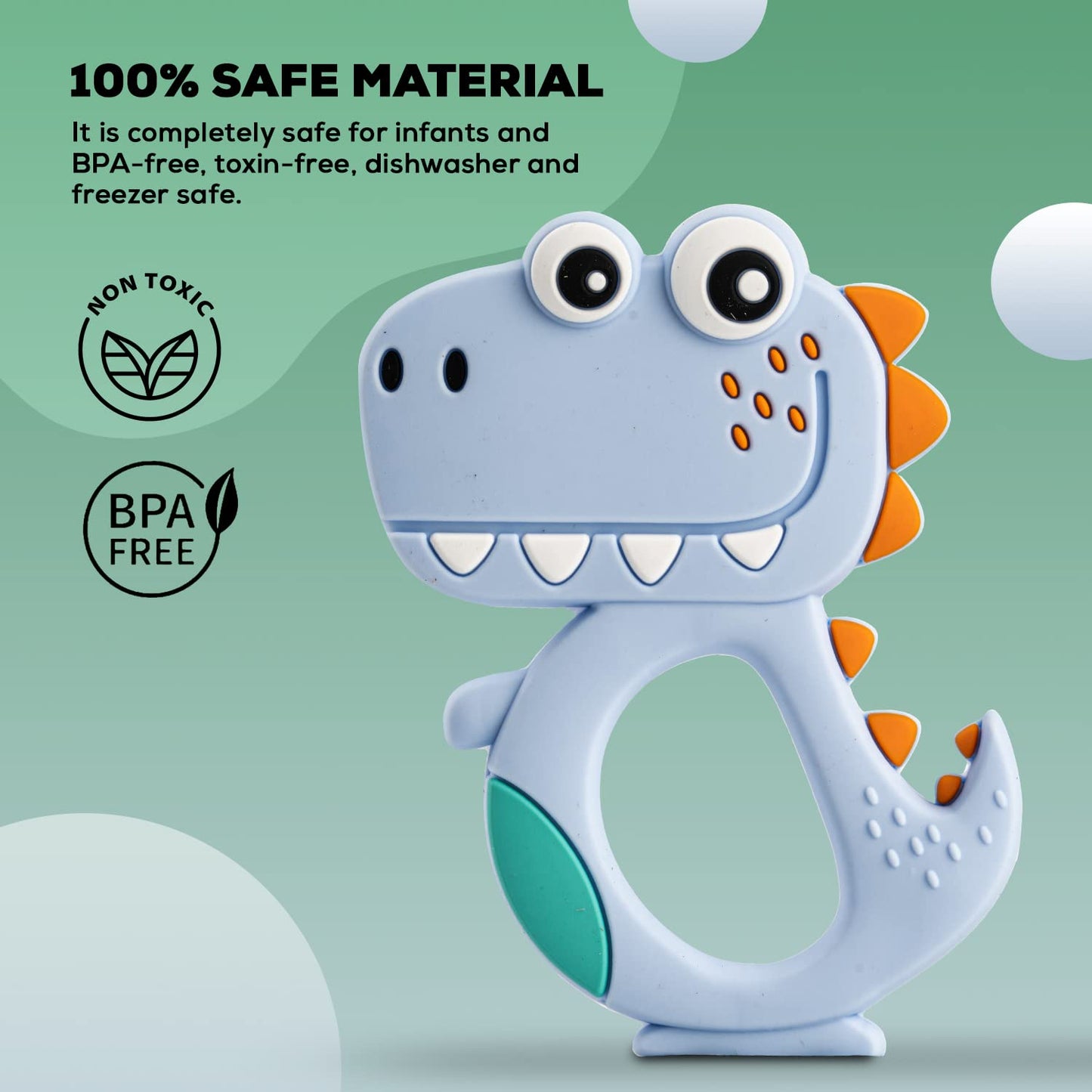 Silicone Dinosaur Teether For Baby (1 Pc Mix Design Color)