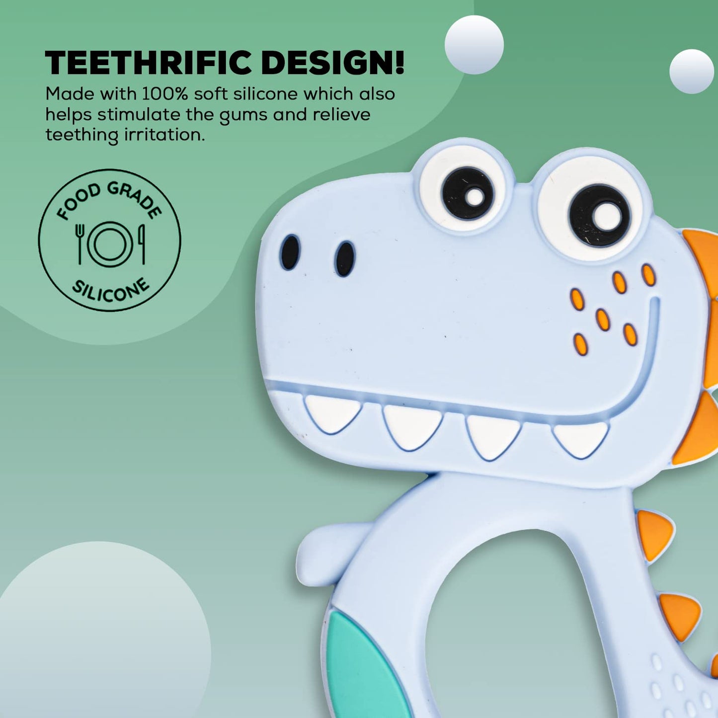 Silicone Dinosaur Teether For Baby (1 Pc Mix Design Color)