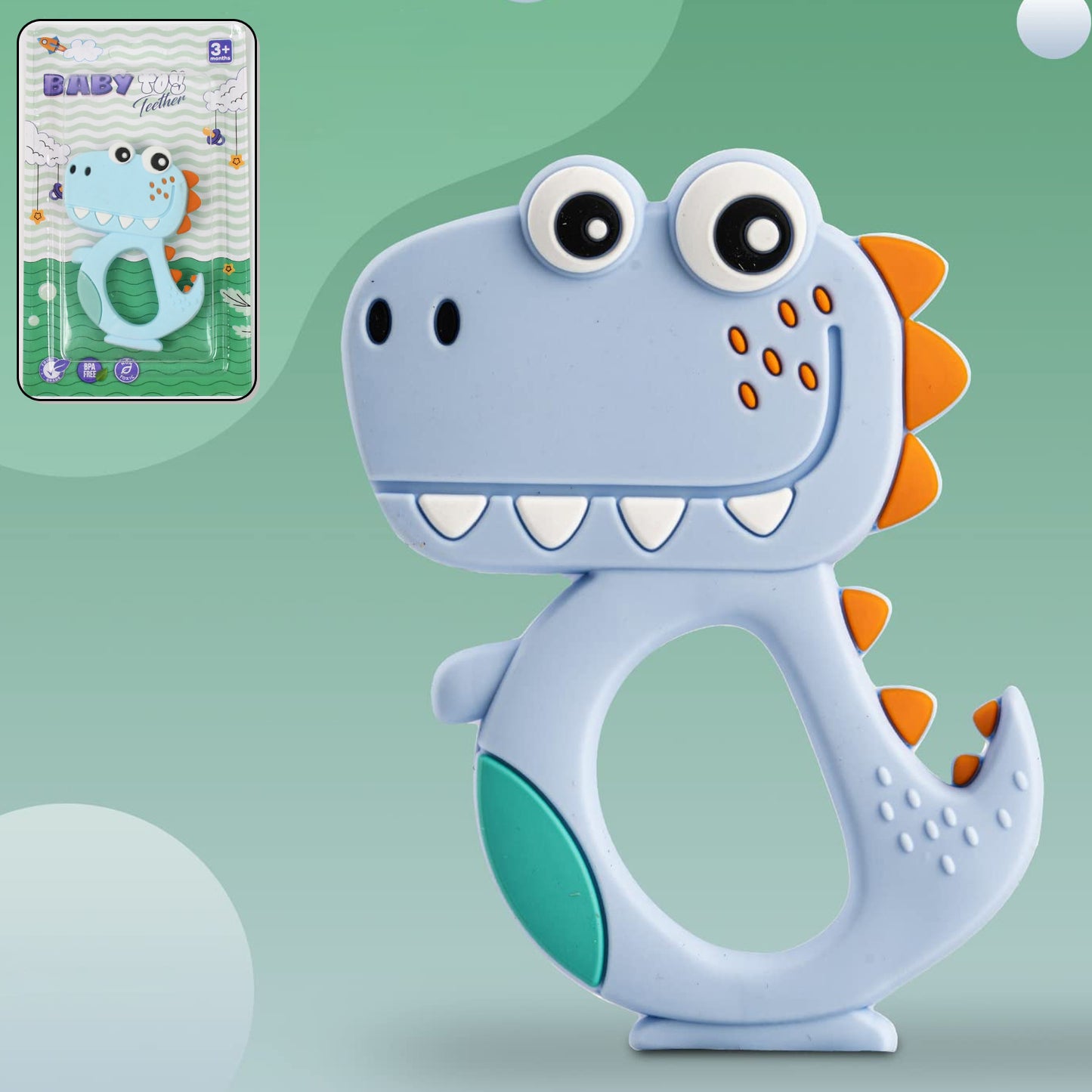Silicone Dinosaur Teether For Baby (1 Pc Mix Design Color)
