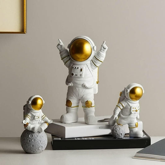 Astronaut Spaceman Statue Set of 3 (Gold) - Blast Off to Home Decor Bliss! Ismokraft